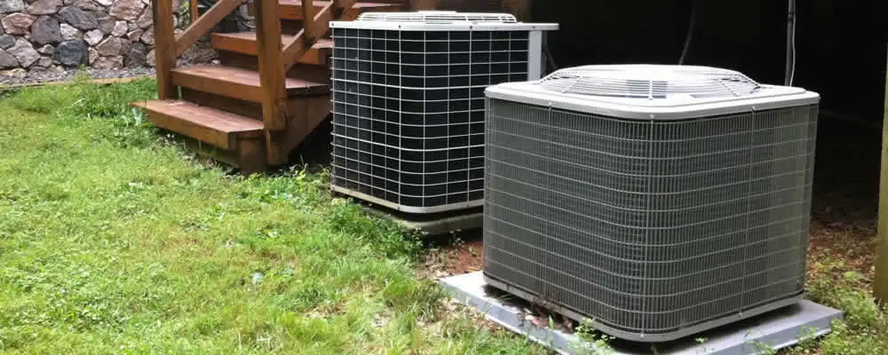 Heat pump installation and service units outside a home in Virginia Beach, VA